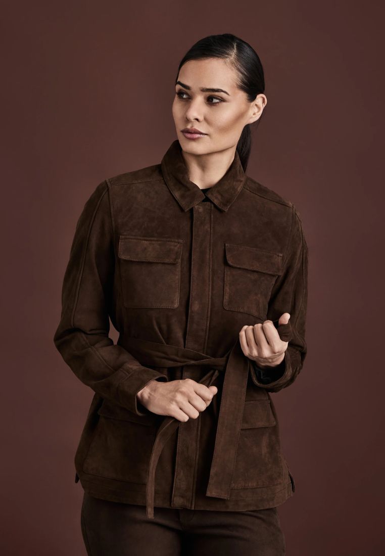 100338 jakke - Brown Suede
