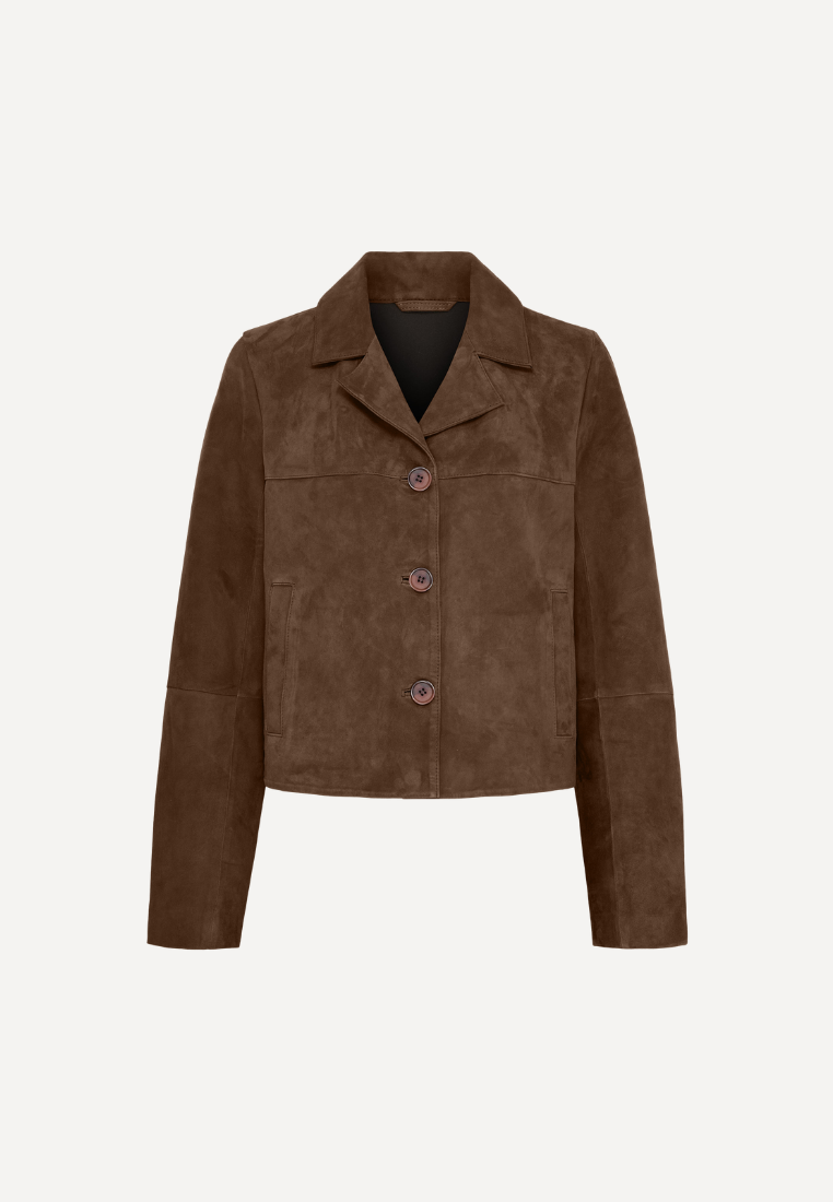 100350 Melina Suede jakke - Chocolate Brown