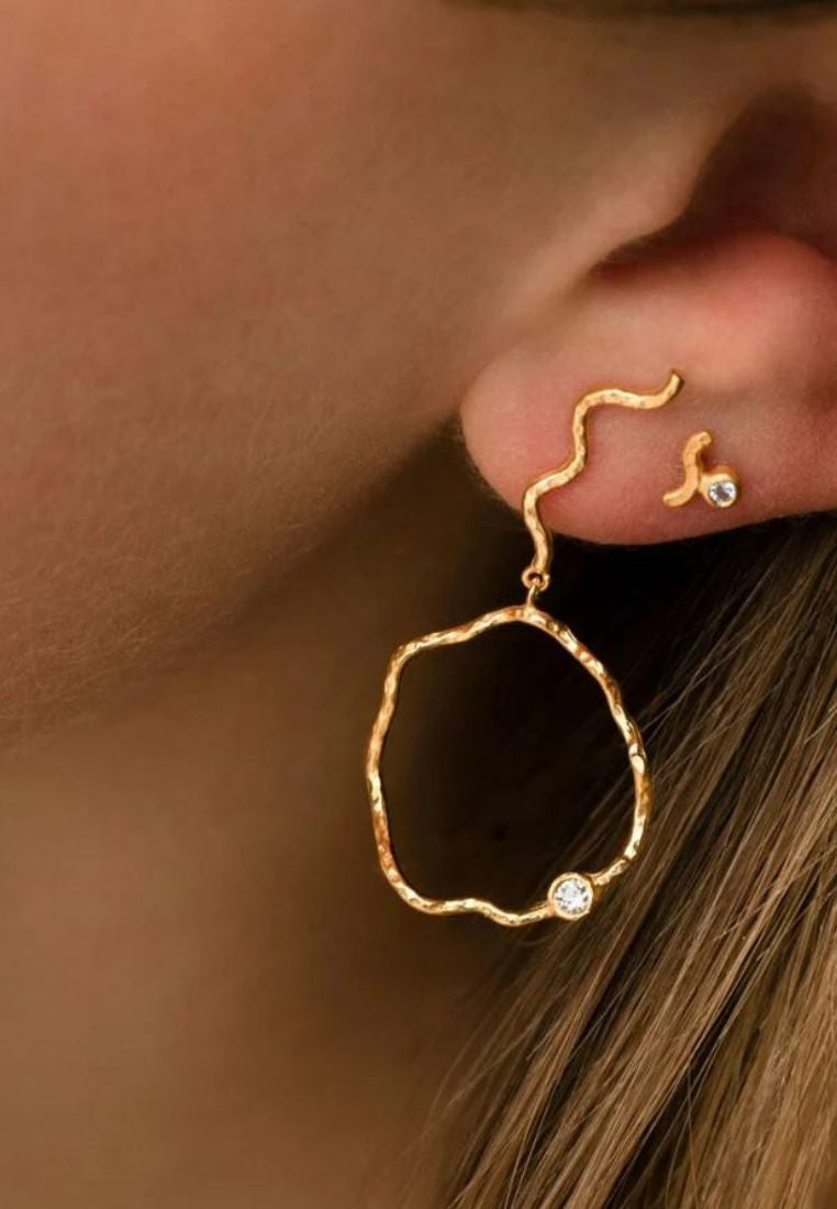 Petit Wave Stone ørering - Blue