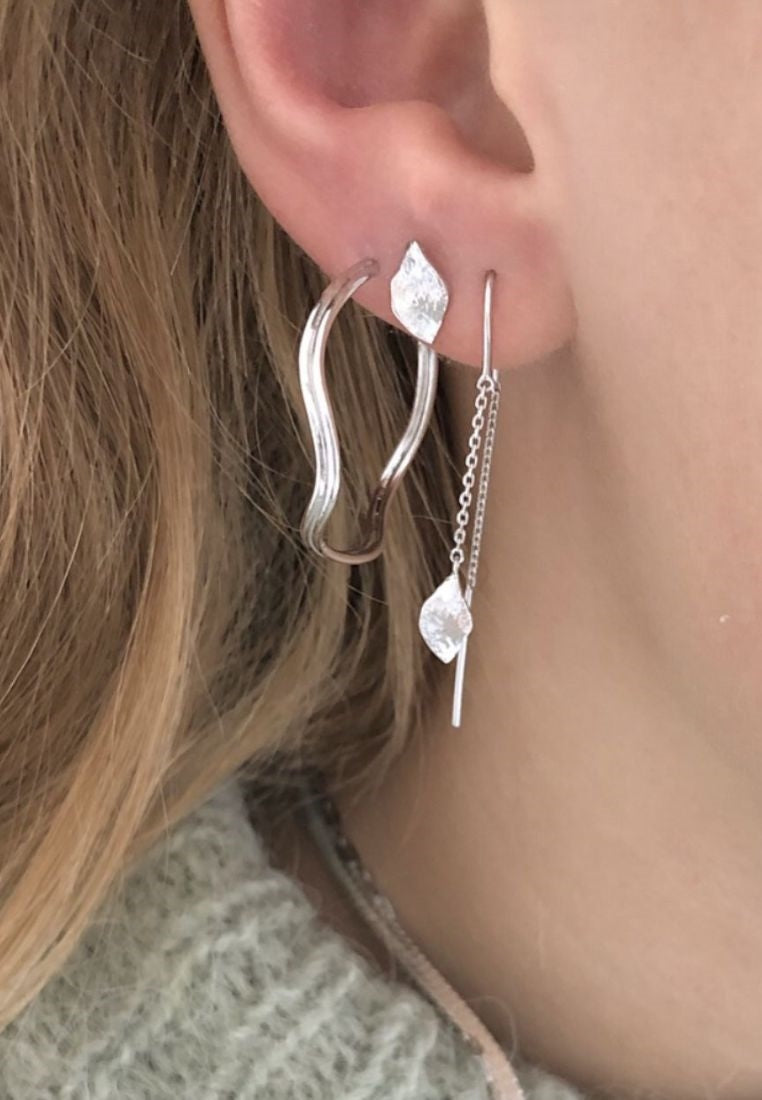 Petit Ile De L'Amour Double Chain ørering - Silver