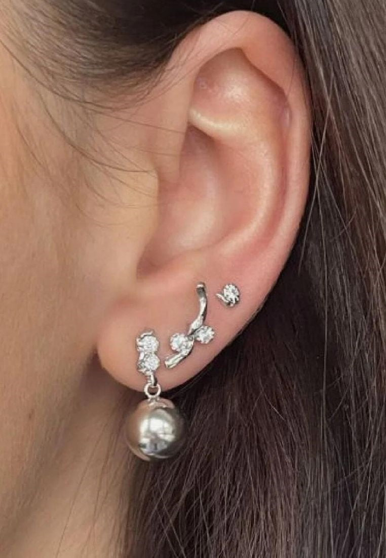 Flow Two Stones ørering - Silver