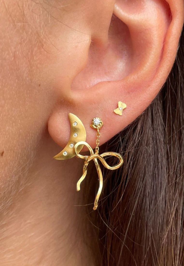 Tres Petit Bow ørering - Gold