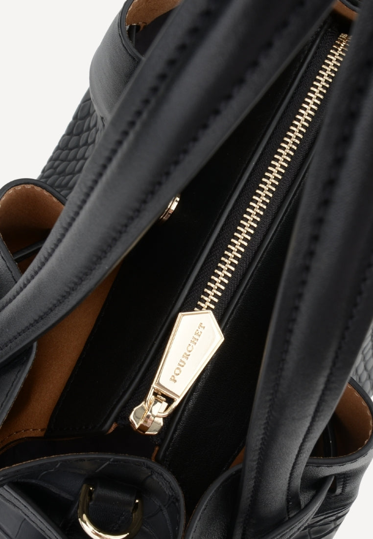 20187 Blossom Large taske - Croco Black