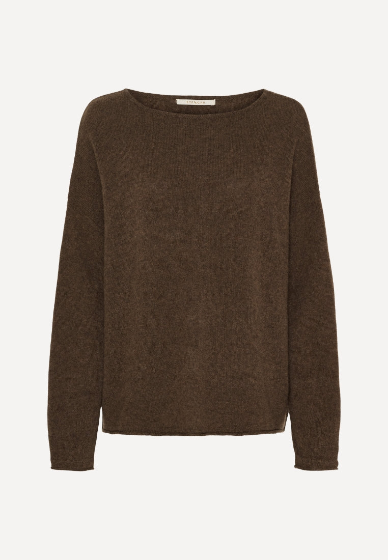 500082 Mira striktrøje - Dark Brown Melange