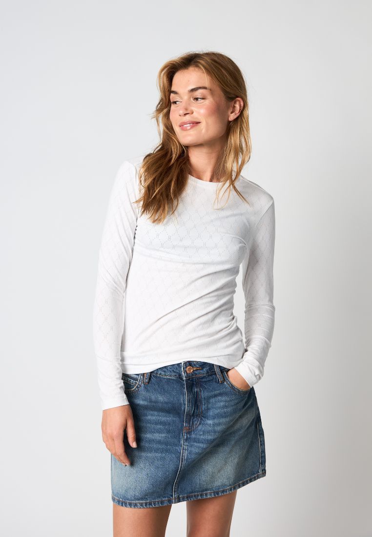 600-14 langærmet t-shirt - White