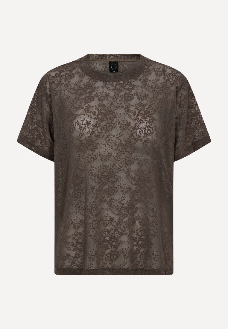 852 lace t-shirt - Brown