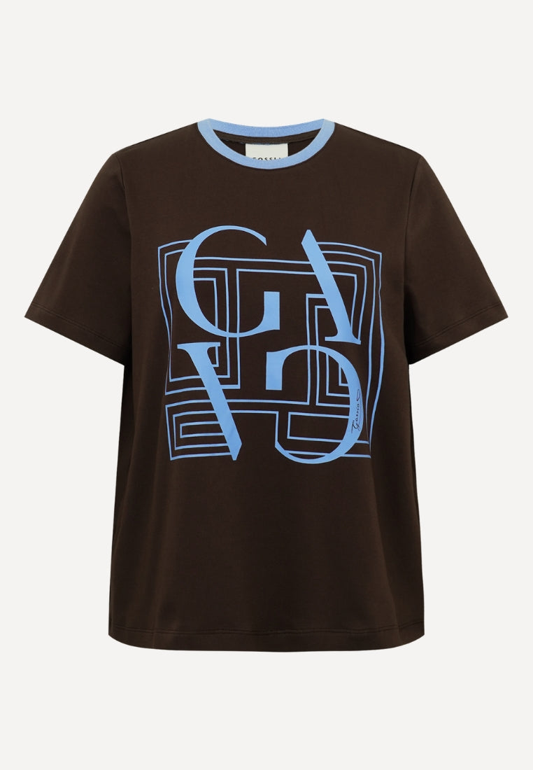 BasGO t-shirt - Chocolate / Blue Print