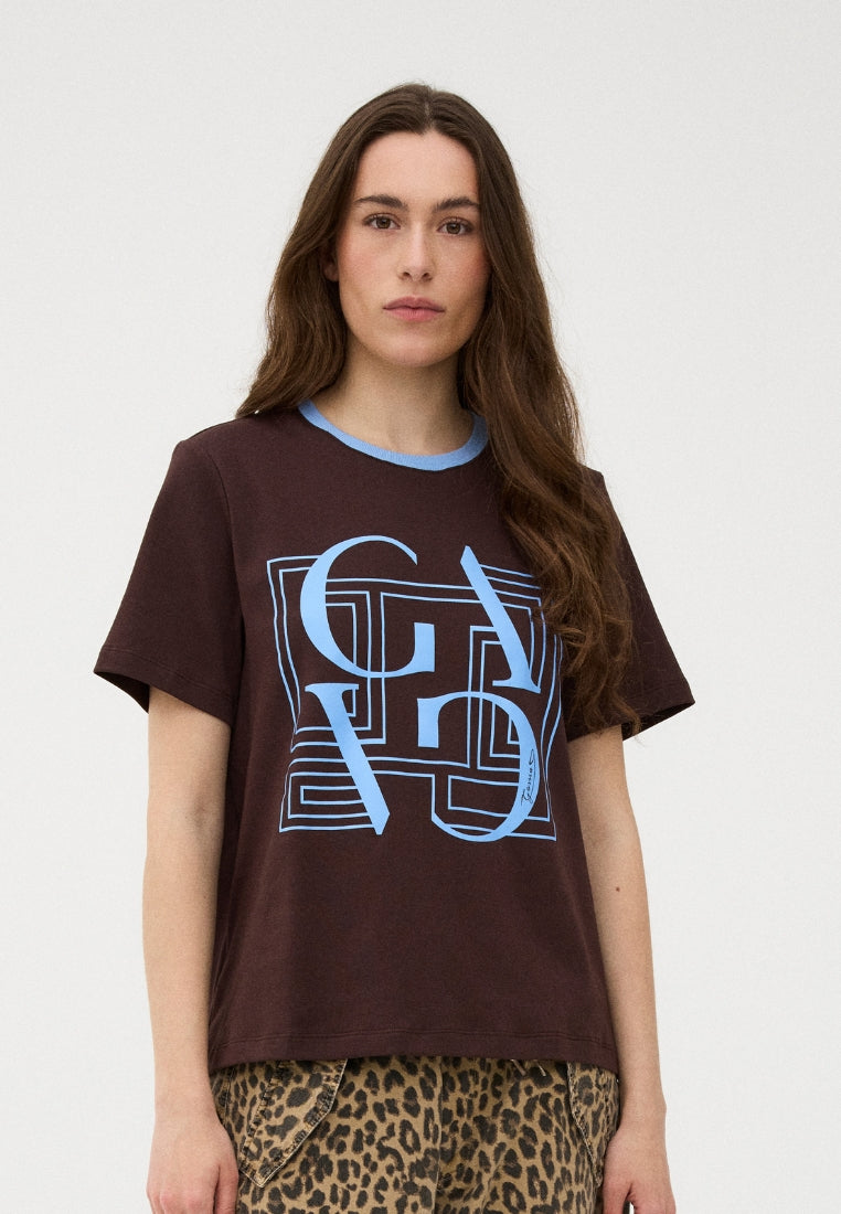 BasGO t-shirt - Chocolate / Blue Print