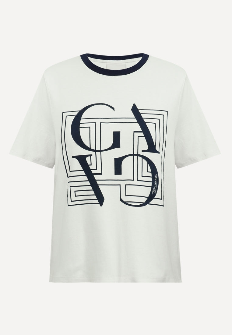 BasGO t-shirt - Off-White / Navy Print