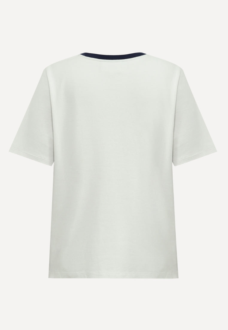 BasGO t-shirt - Off-White / Navy Print