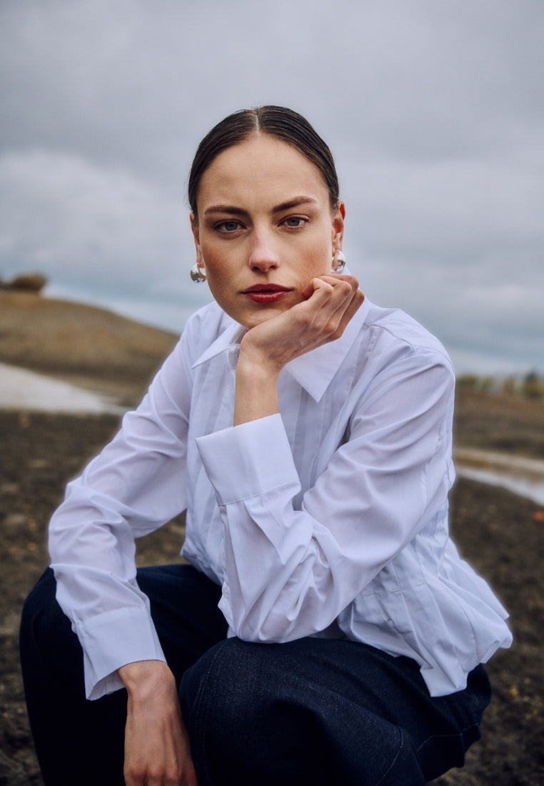 CMPleat bluse - Bright White