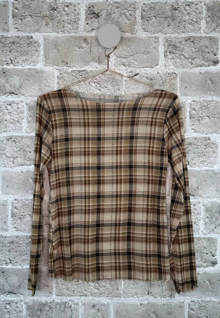 Cash Check bluse - Beige