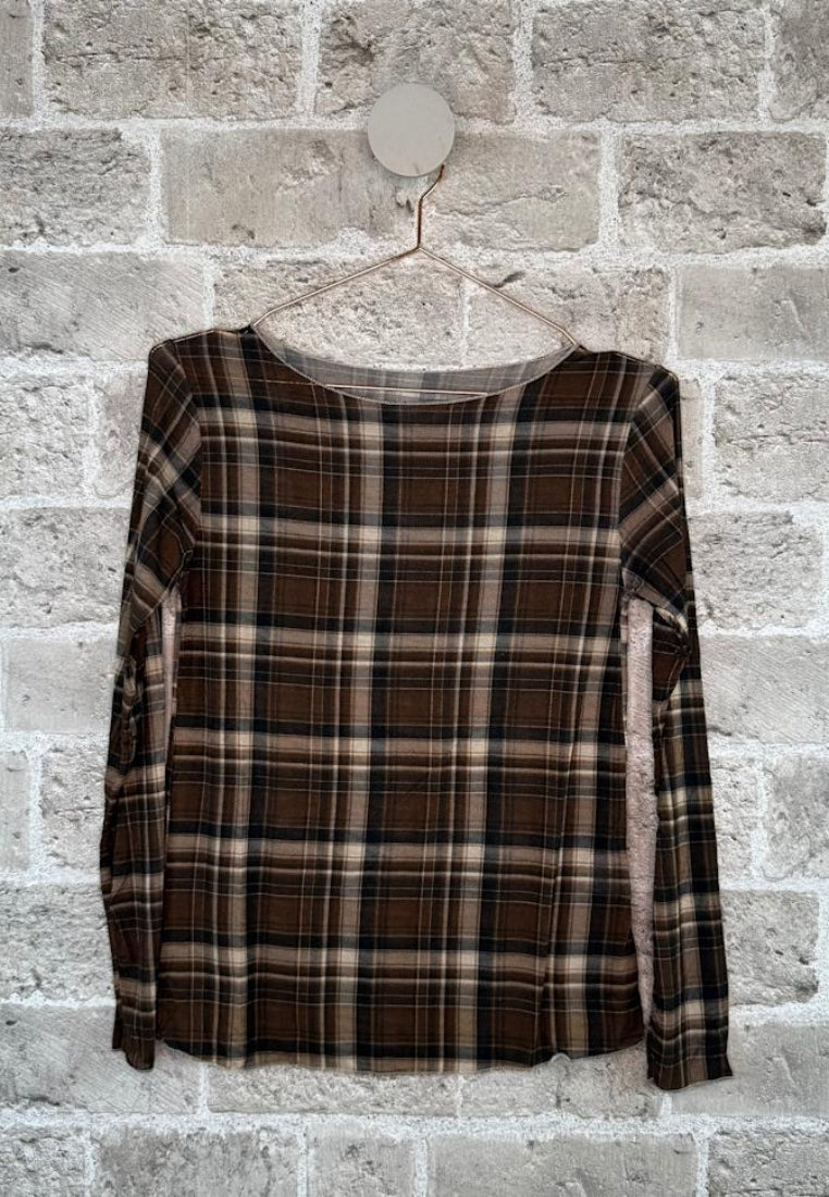 Cash Check bluse - Brown