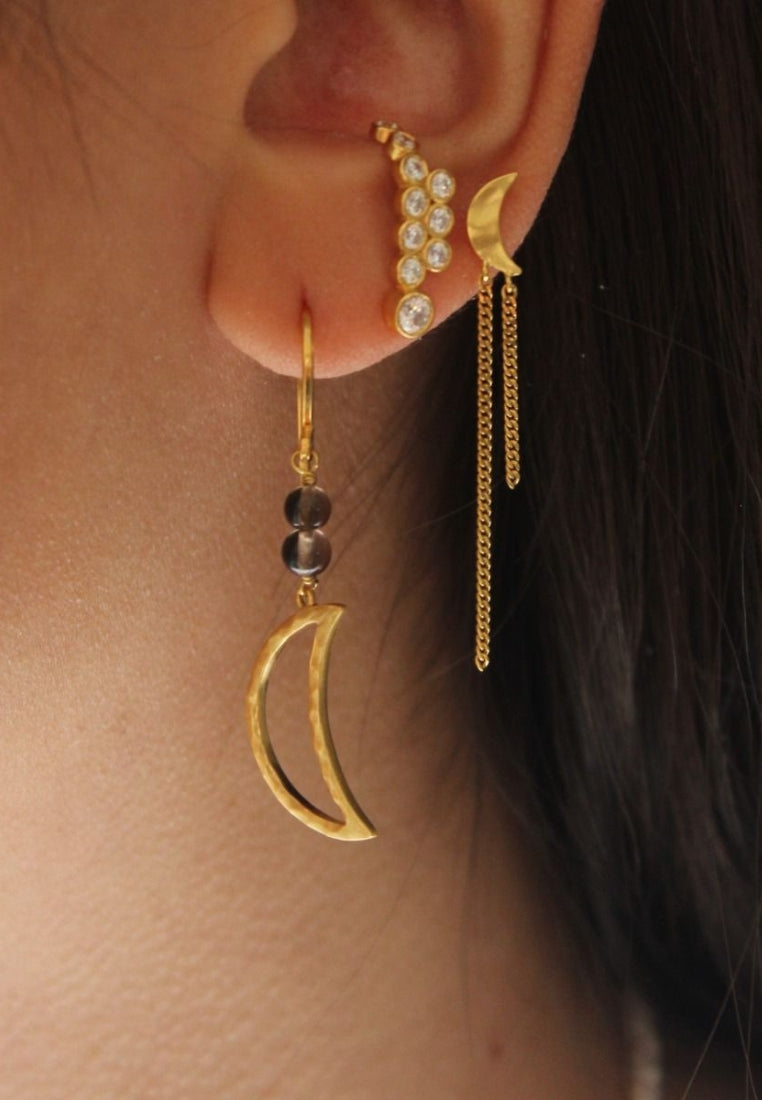 Petit Bella Moon w. two Chains ørering - Gold