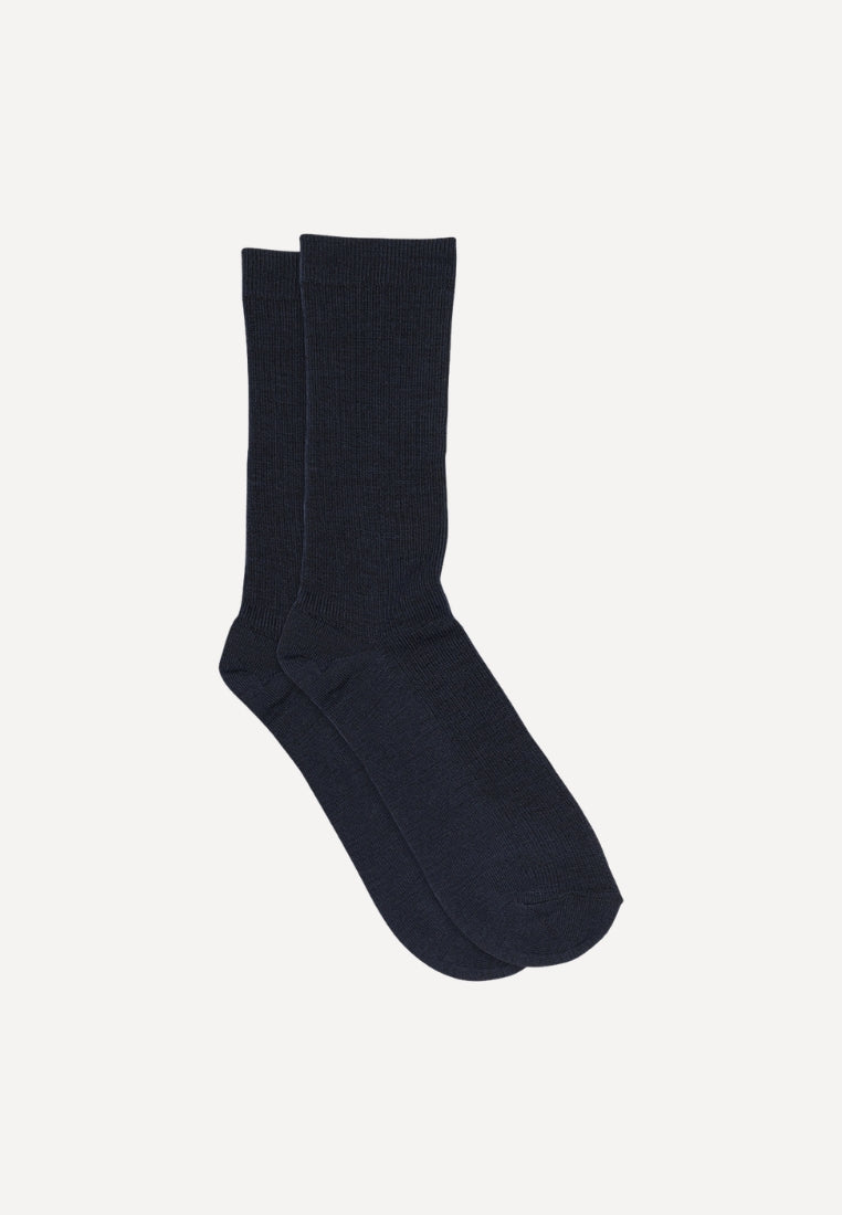 Fine wool rib strømper - Navy