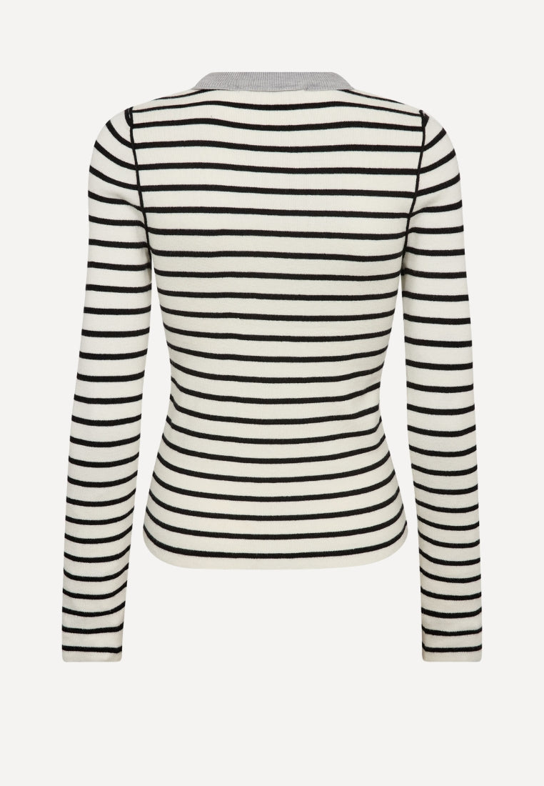 FabiolaGO bluse - Off-White/Black Stripes