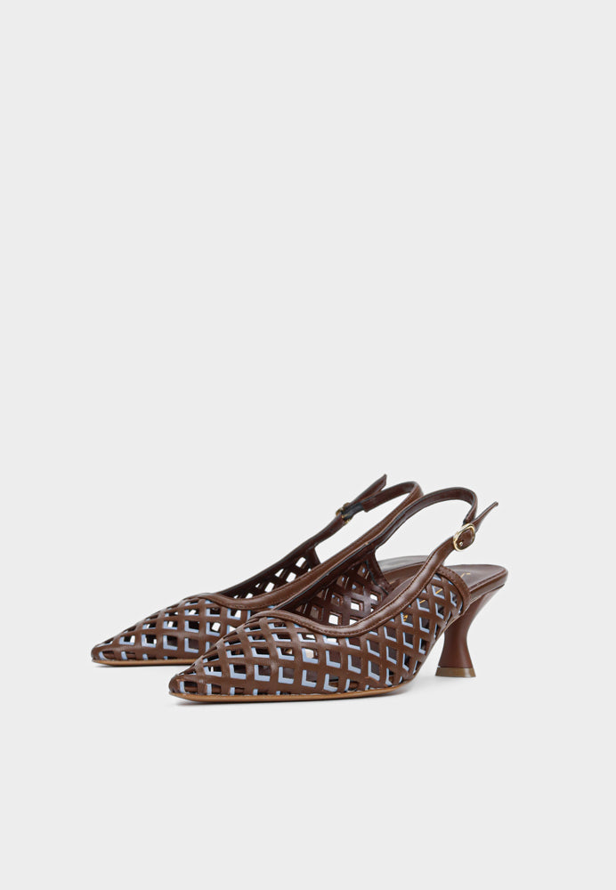 1664 slingback - Choco Avio Blue