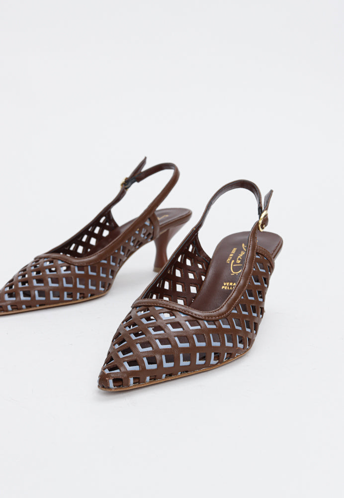 1664 slingback - Choco Avio Blue