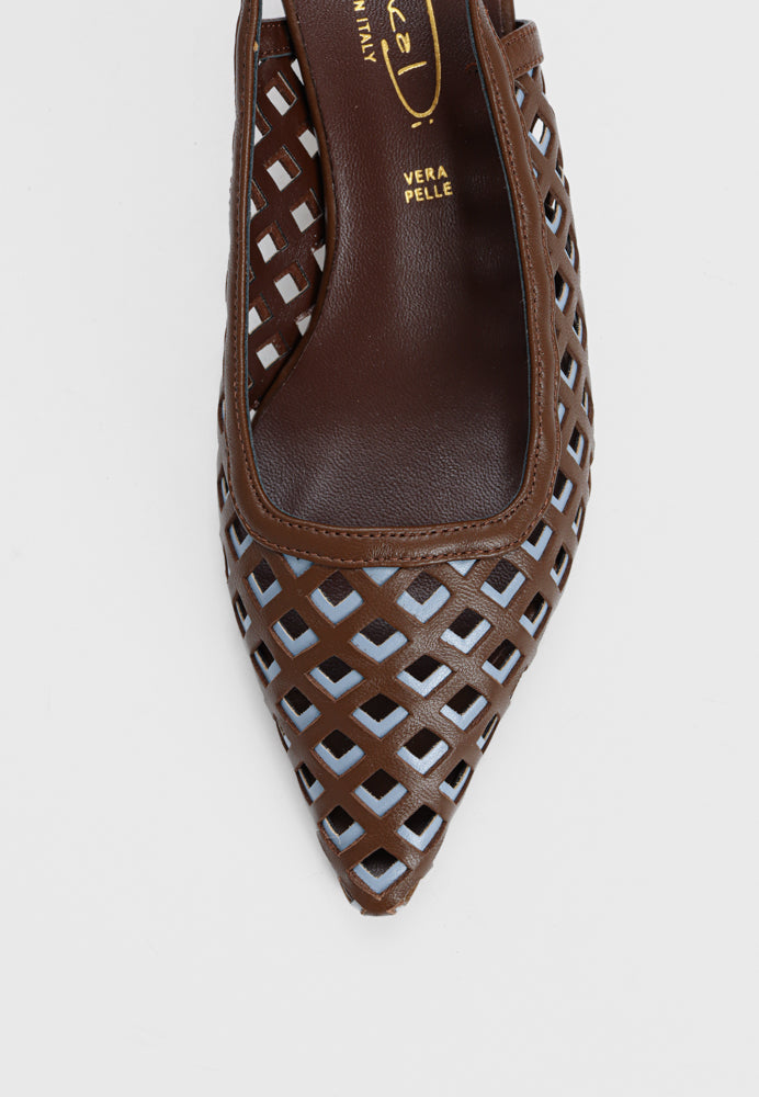 1664 slingback - Choco Avio Blue
