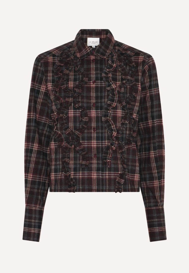 Isa Cropped bluse - Grey/Wine Checks