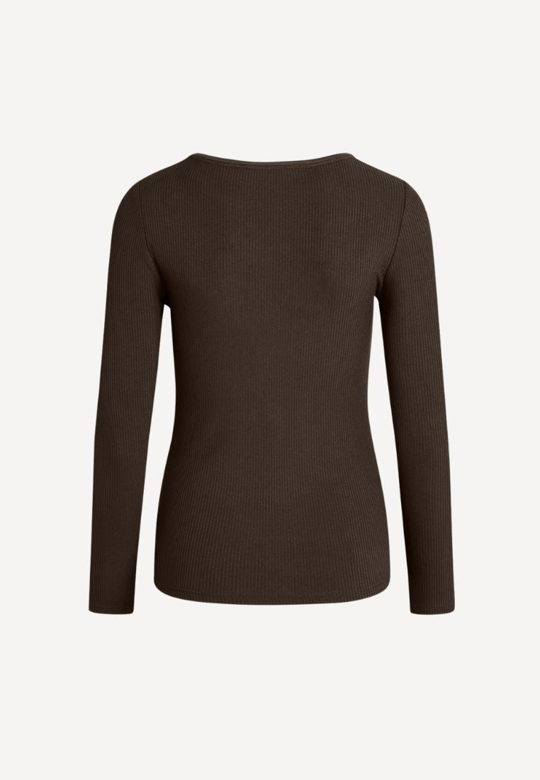 Lisa langærmet bluse - Dark brown