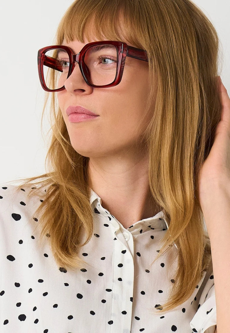Læsebrille I - Mørkerød