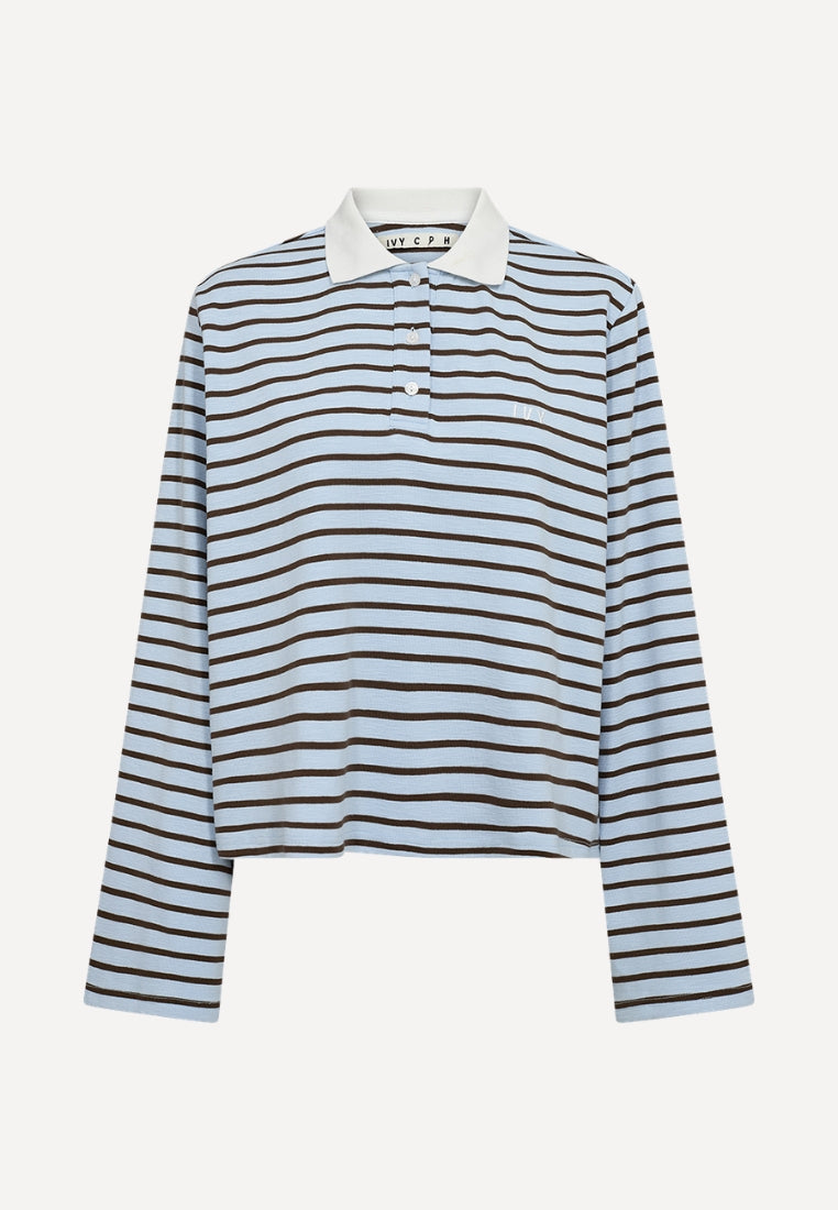 Light Stix LS Polo bluse - Light Blue Striped