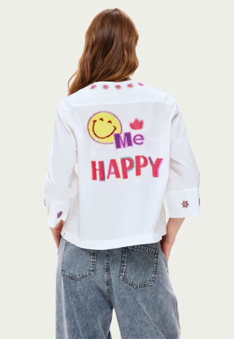 Lily Embroidered Boxy bluse - White
