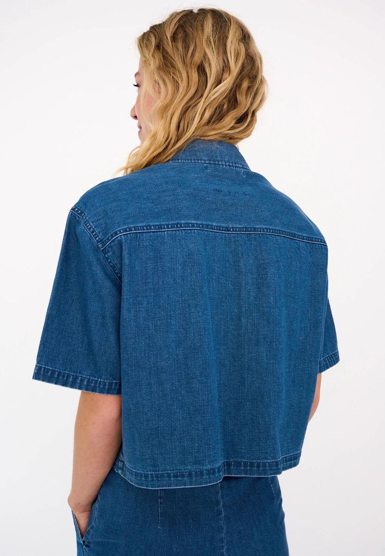 Malika Uta Oversize skjorte - Mid Blue Denim