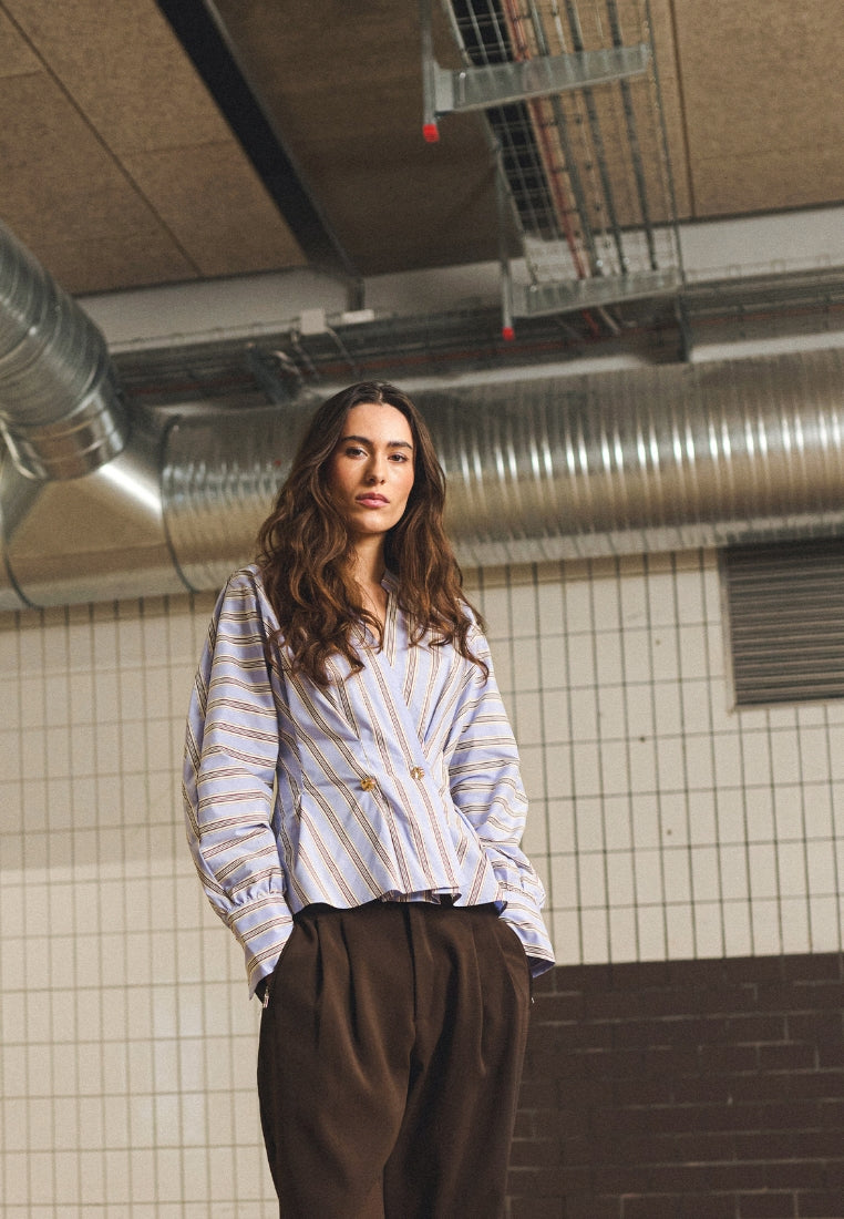 MieGO bluse - Blue / Brown Stripes