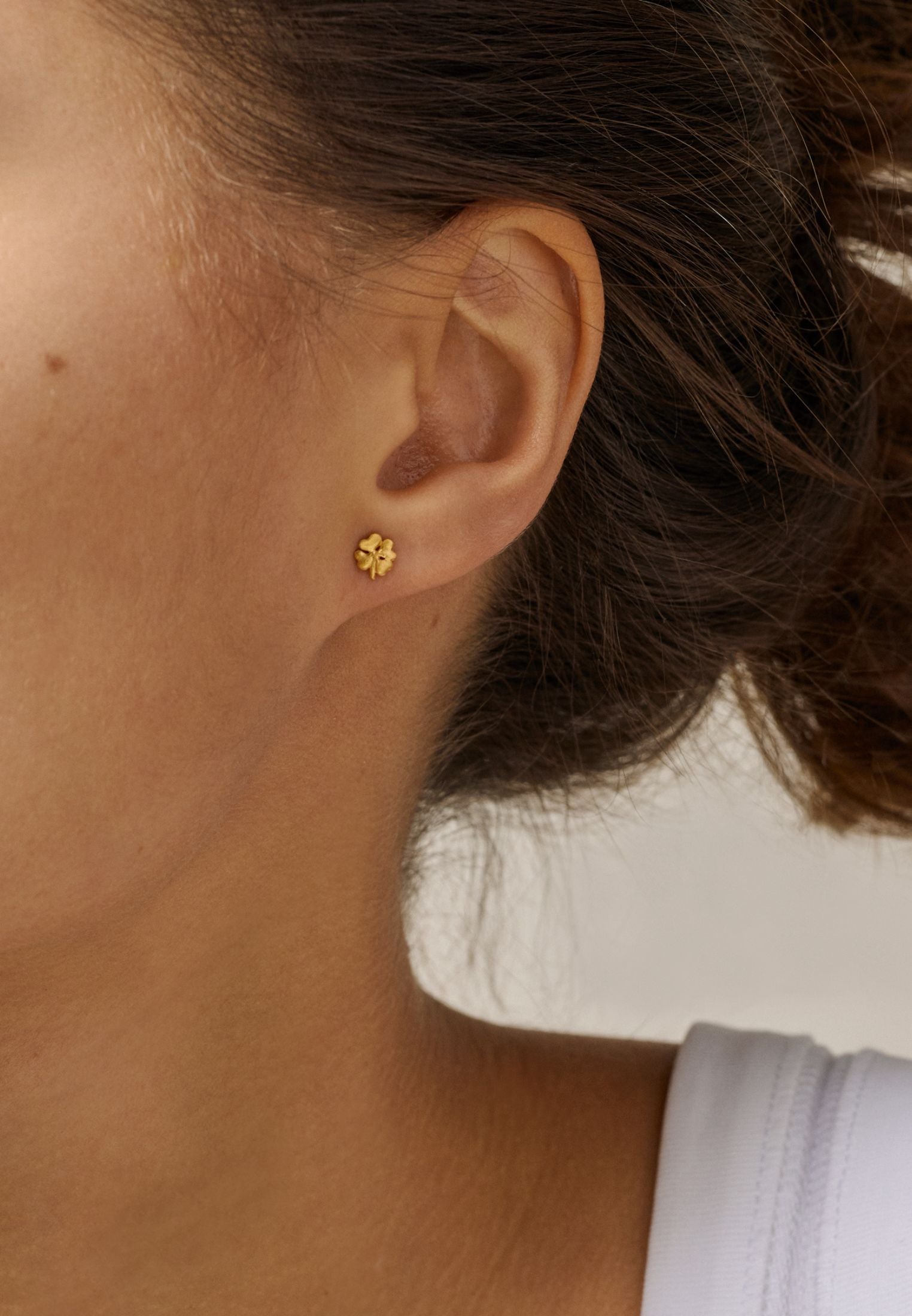 Clover mini stud ørering - Gold