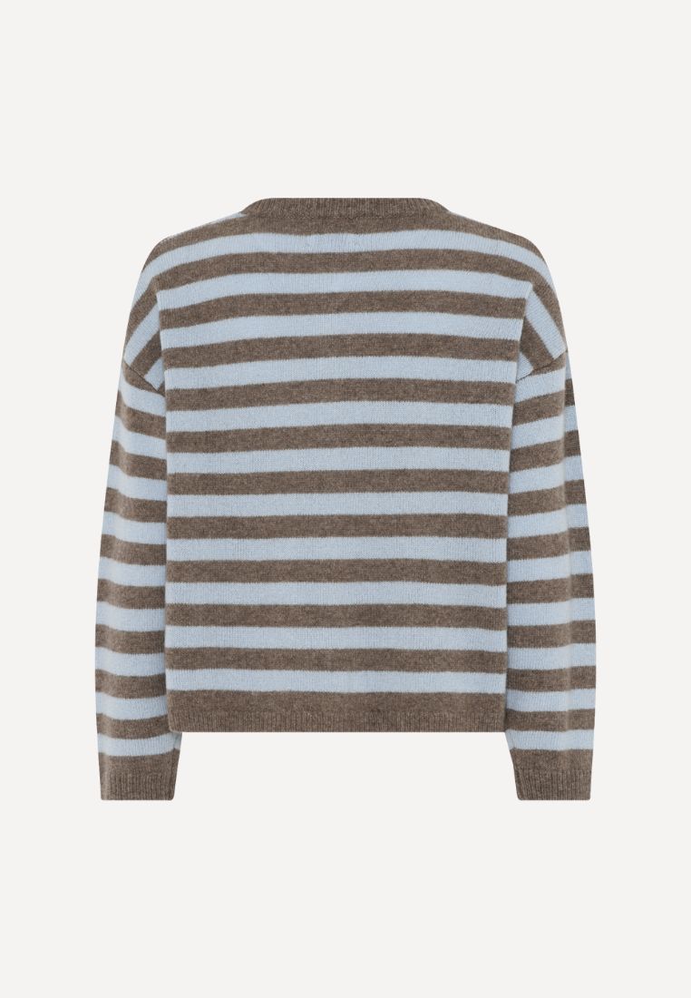 Sisse Striped cardigan - Light Blue/Brown