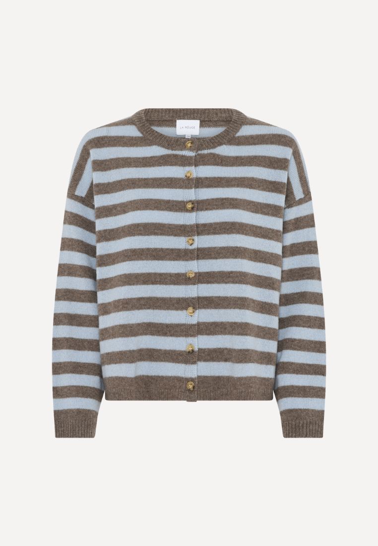 Sisse Striped cardigan - Light Blue/Brown