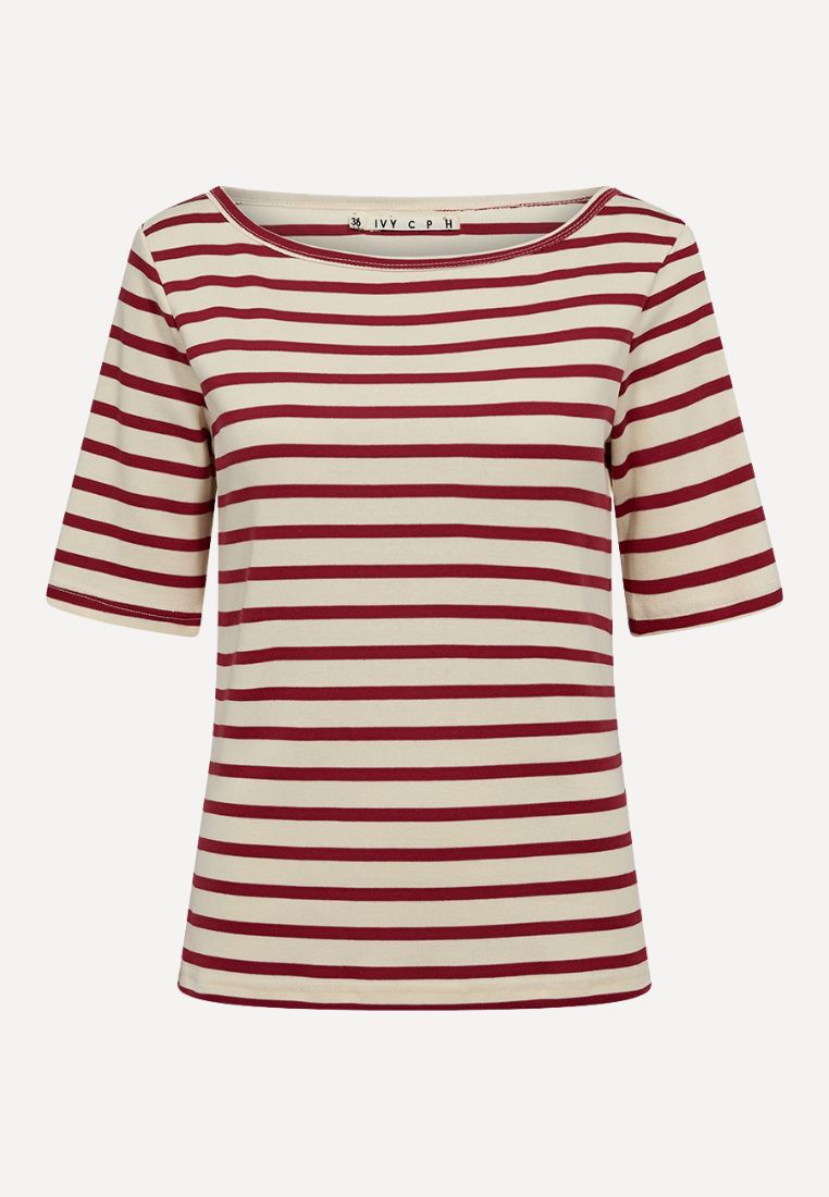 Stix Oversize t-shirt - White w. Winery Stripes