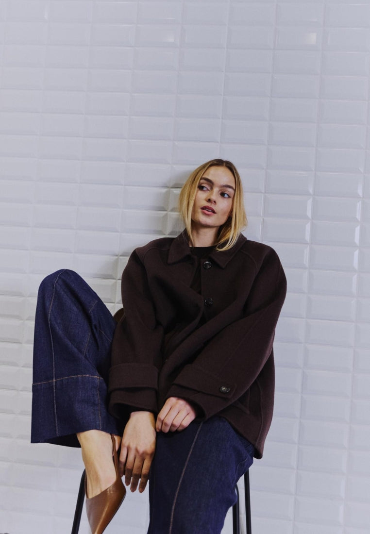 WBLLucia Mel Wool jakke - Dark Brown