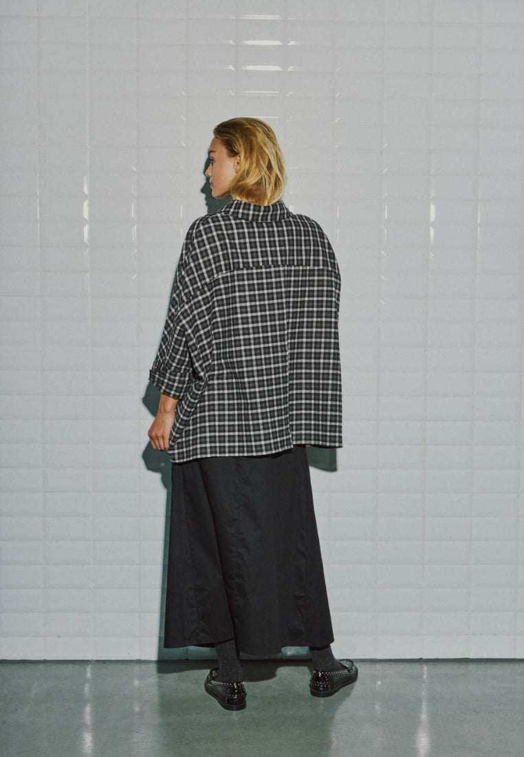 WBLMadison Check Bat skjorte - Dark Grey Check