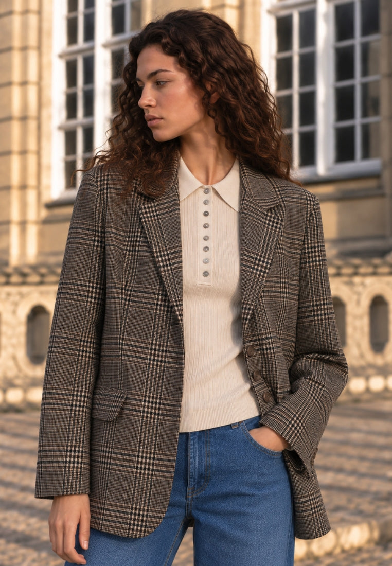 Winnie Wool jakke - Brown Checks
