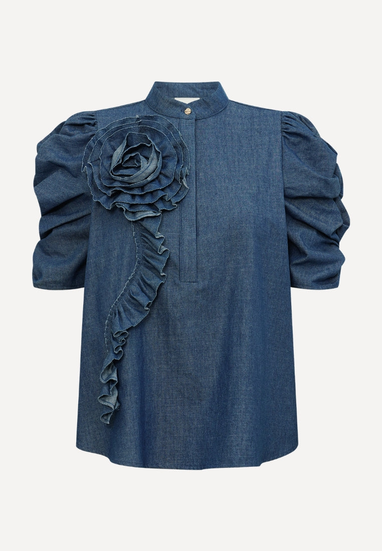 ZabinaGO Ci bluse - Denim Chambrey