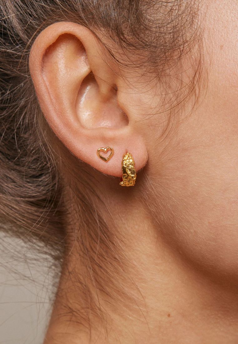 Organic Heart Studs - Gold