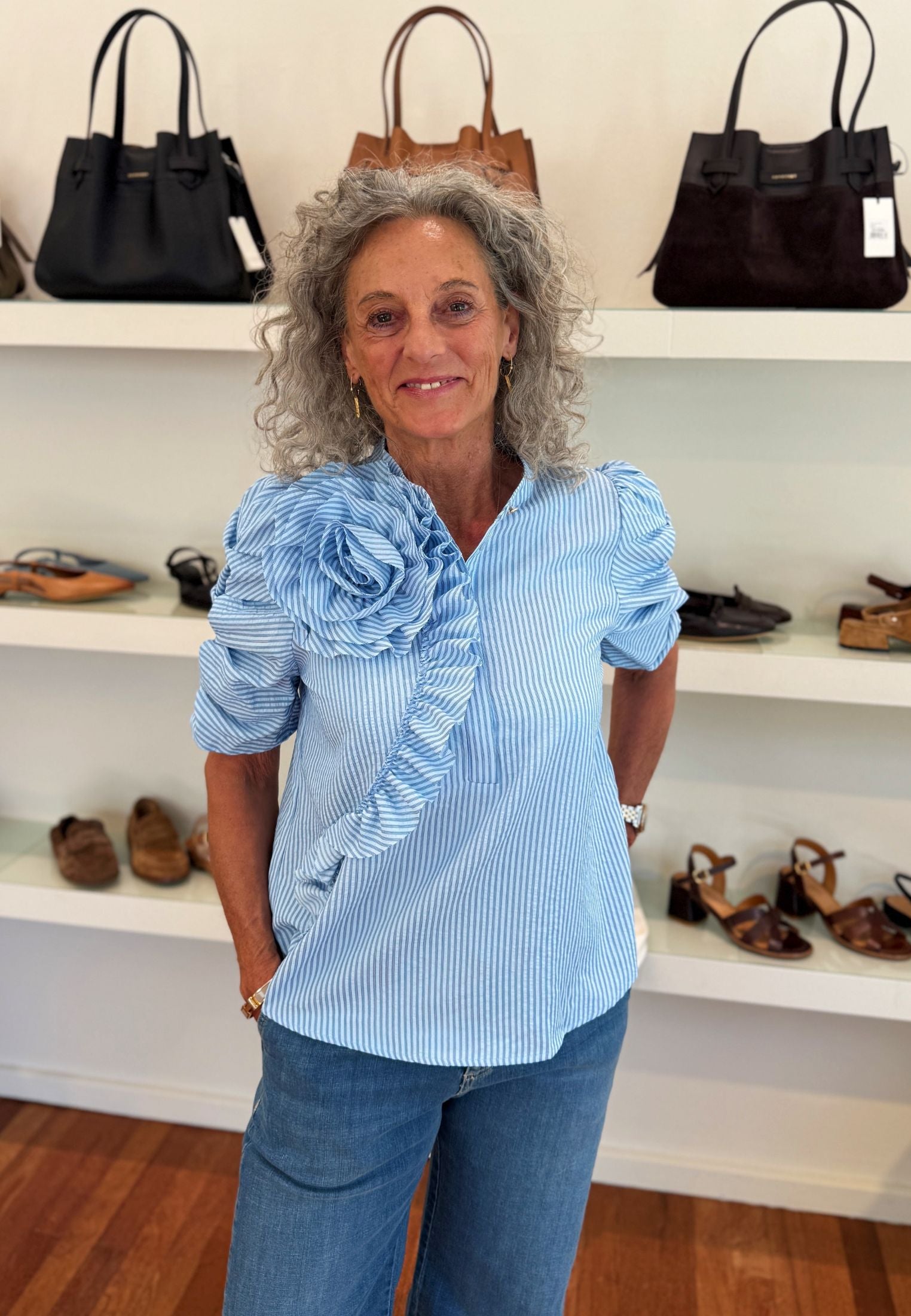 ZabinaGO Ea bluse - Blue Stripes