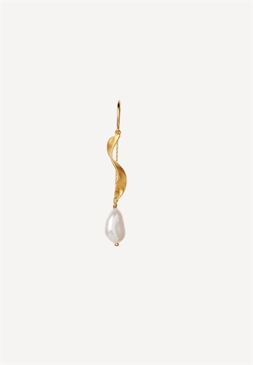 STINE A - Long Twisted ørering - Baroque Pearl 
