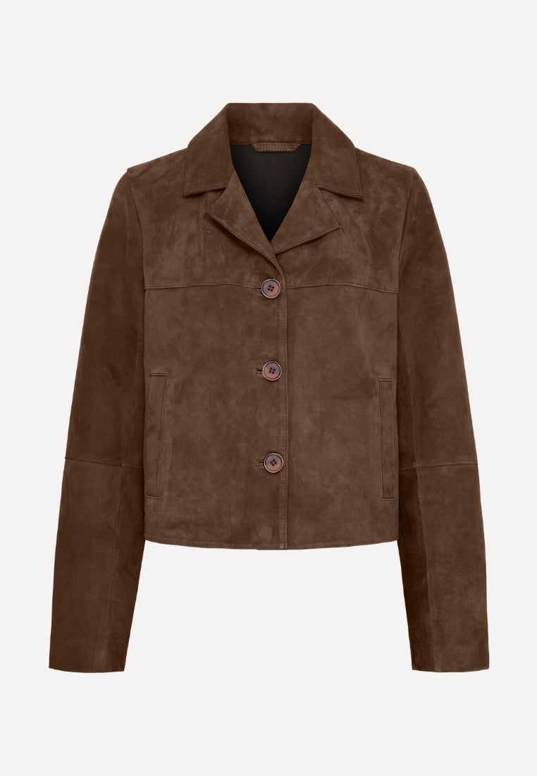 100350 Melina Suede jakke - Chocolate Brown