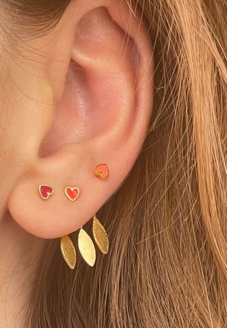 Petit Love Heart ørering - Burgundy