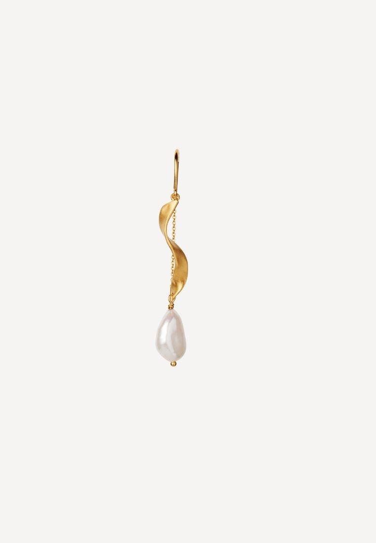 Long Twisted ørering - Baroque Pearl