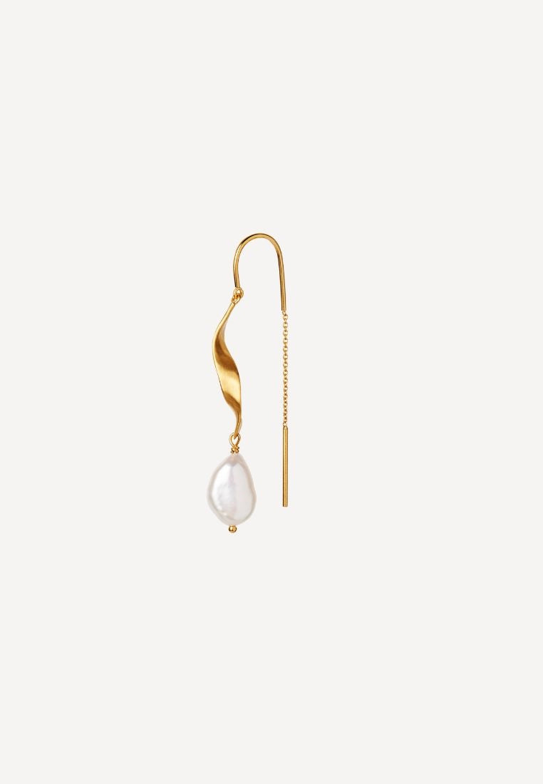 Long Twisted ørering - Baroque Pearl