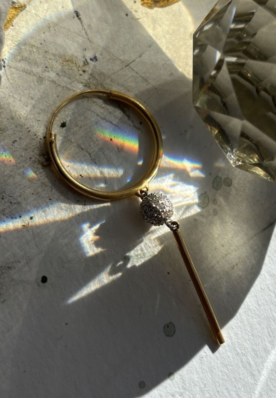 Vintage Disco Ball and Pin ørering - Gold