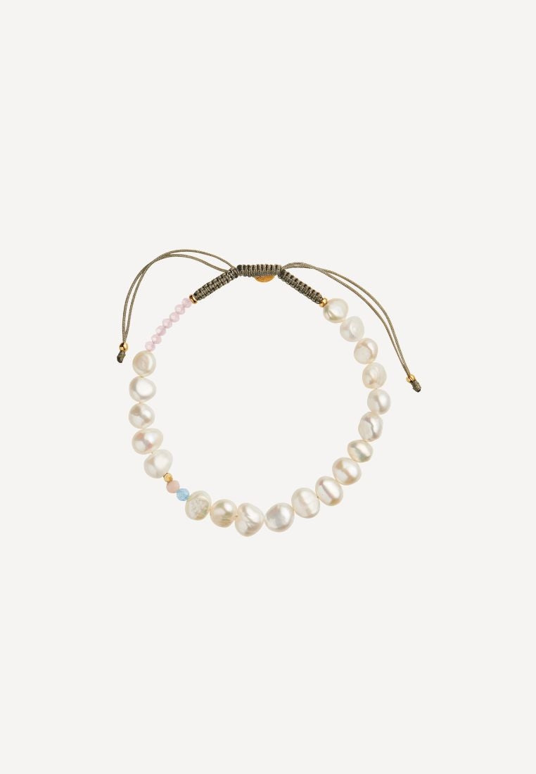 Perlie Creme armbånd - Blue/Pink