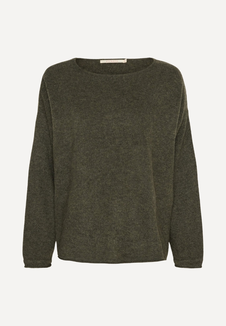 500082 Mira striktrøje - Army Green Melange