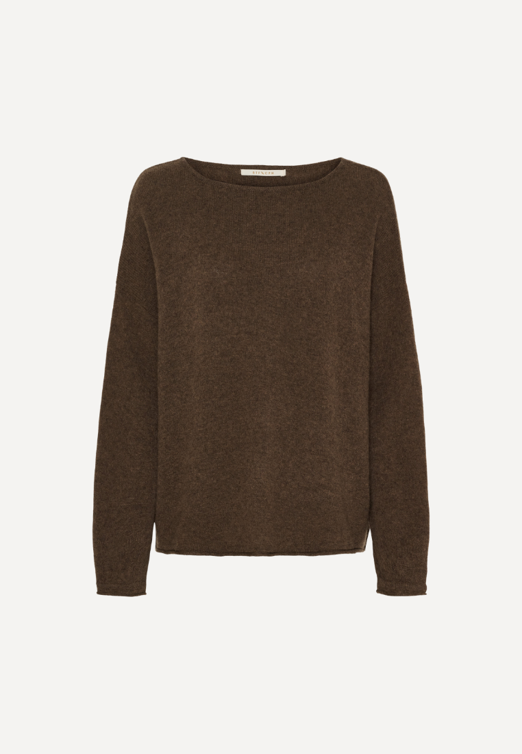 500082 Mira striktrøje - Dark Brown Melange
