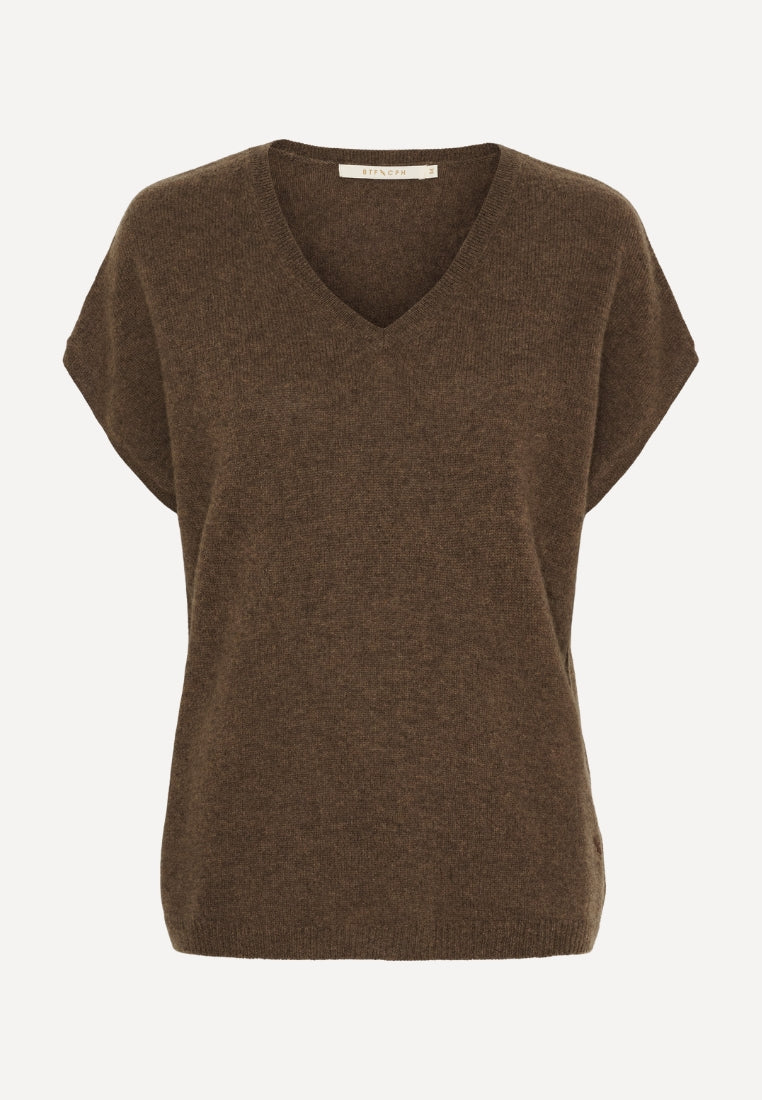 500093 Juliette striktrøje - Dark Brown Melange
